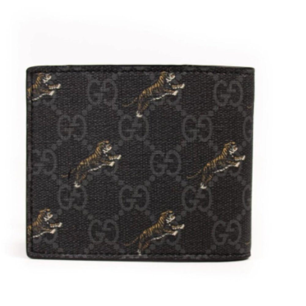 GUCCI Gg Black Men's Coin Wallet With Tiger Print NEW IN BOX WITH DUST BAG